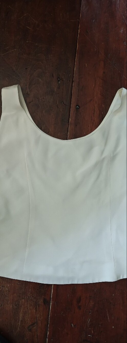 Ivory Silk Feel Sleeveless Draped Tank Top Side Zip Small